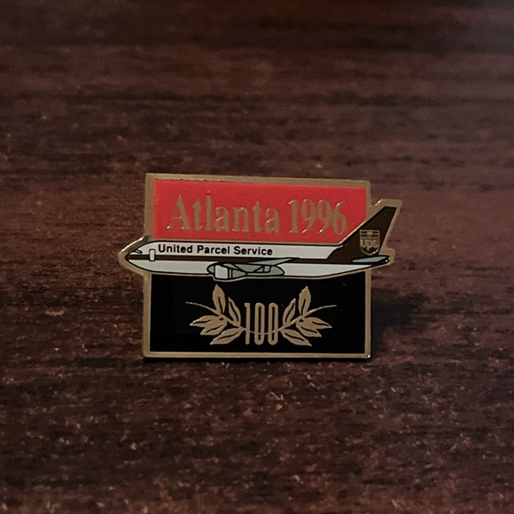 1996 Atlanta Olympics UPS United Parcel Service Airplane Lapel Hat Pin